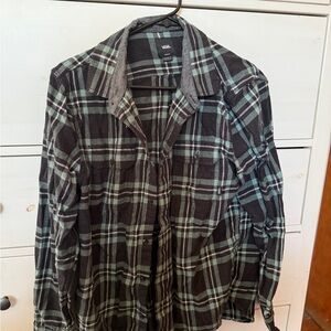 Vans Black and Green Checkered Shirt
